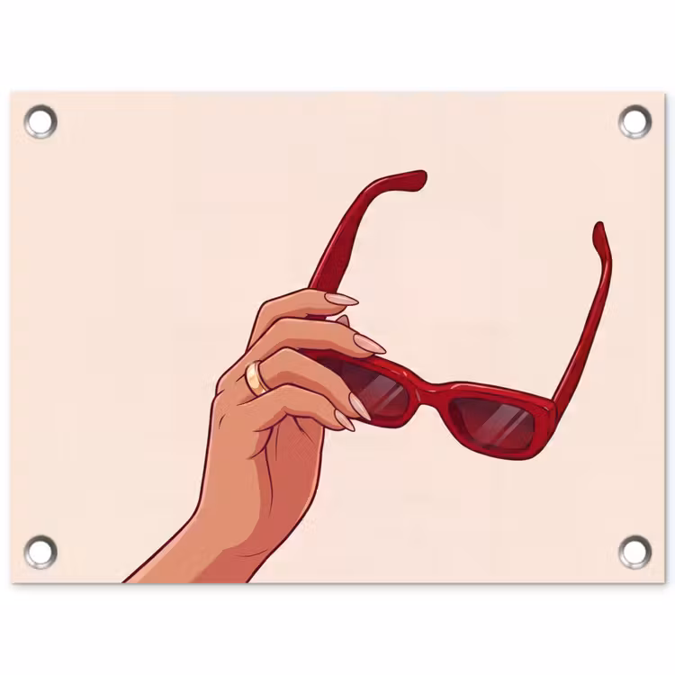 Vrouw - Zonnebril - Mode - Rood - Illustratie tuinposter los doek klein -3d