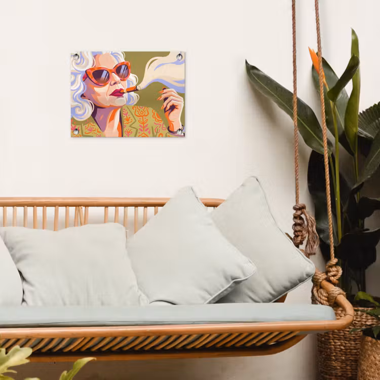 Vrouw - Zonnebril - Portret - Modern - Kleurrijk tuinposter los doek klein -sfeer7