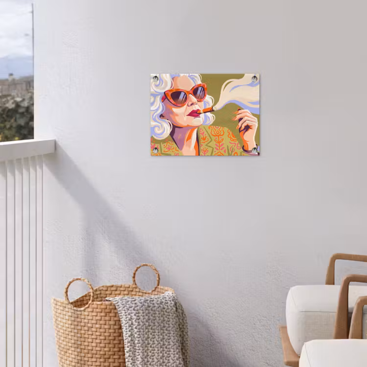Vrouw - Zonnebril - Portret - Modern - Kleurrijk tuinposter los doek klein -sfeer8