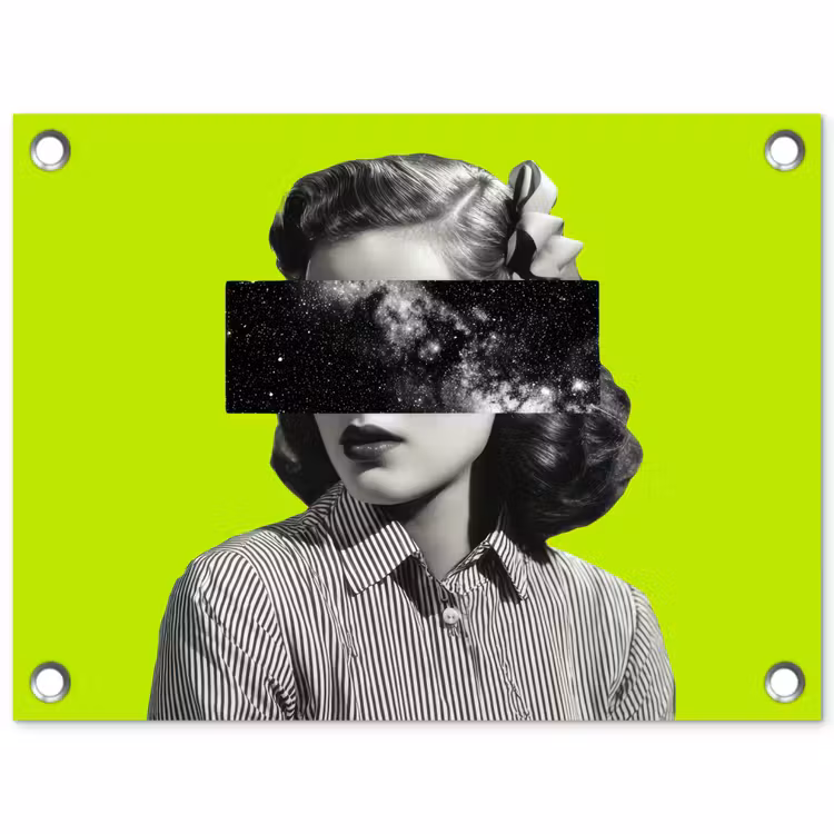 Vrouw - Sterrenhemel - Groen tuinposter los doek klein -3d