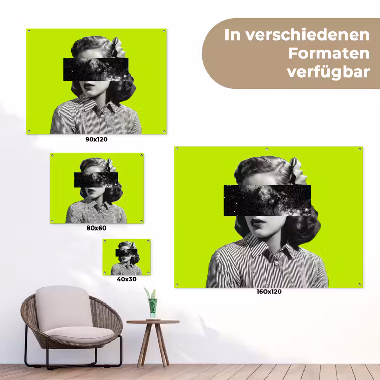 Vrouw - Sterrenhemel - Groen tuinposter los doek klein -Xsfeer9_DE
