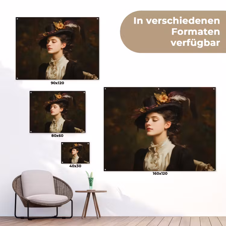 Vrouw - Victoriaans - Portret tuinposter los doek klein -Xsfeer9_DE