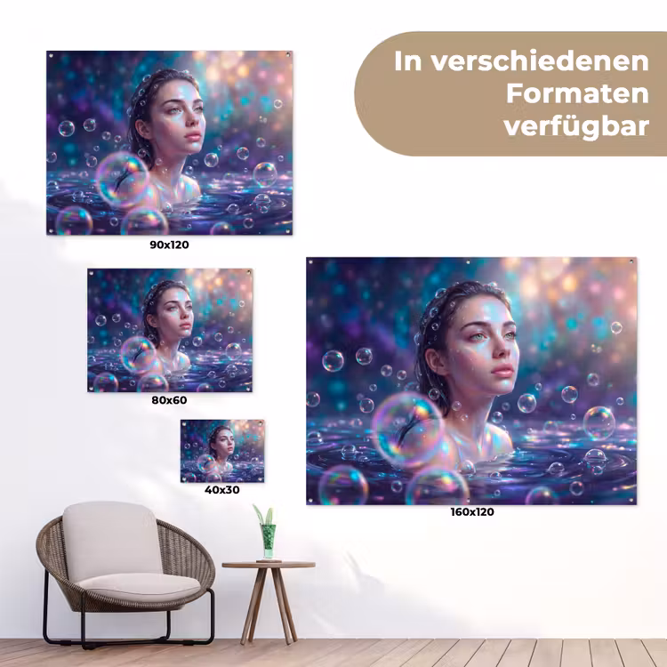 Vrouw - Water - Portret - Kleurrijk - Modern tuinposter los doek klein -Xsfeer9_DE