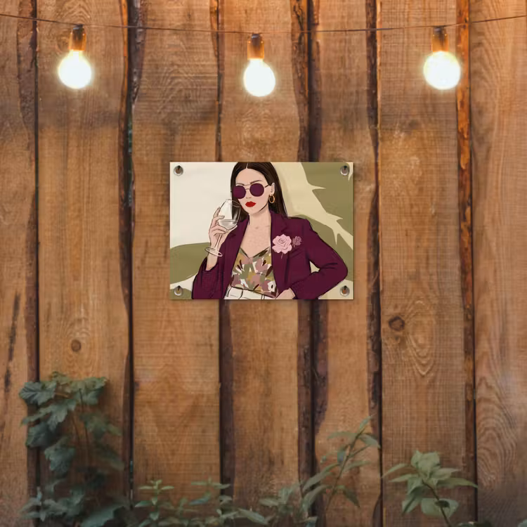Vrouw - Wijn - Portret - Mode - Modern tuinposter los doek klein -sfeer1