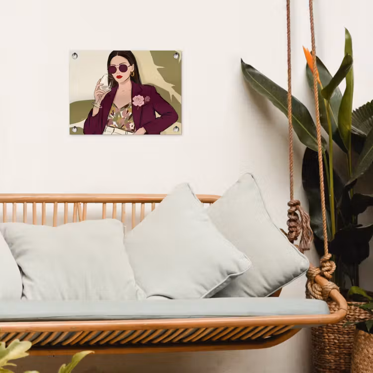 Vrouw - Wijn - Portret - Mode - Modern tuinposter los doek klein -sfeer7