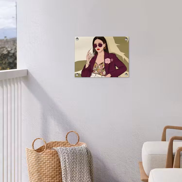 Vrouw - Wijn - Portret - Mode - Modern tuinposter los doek klein -sfeer8