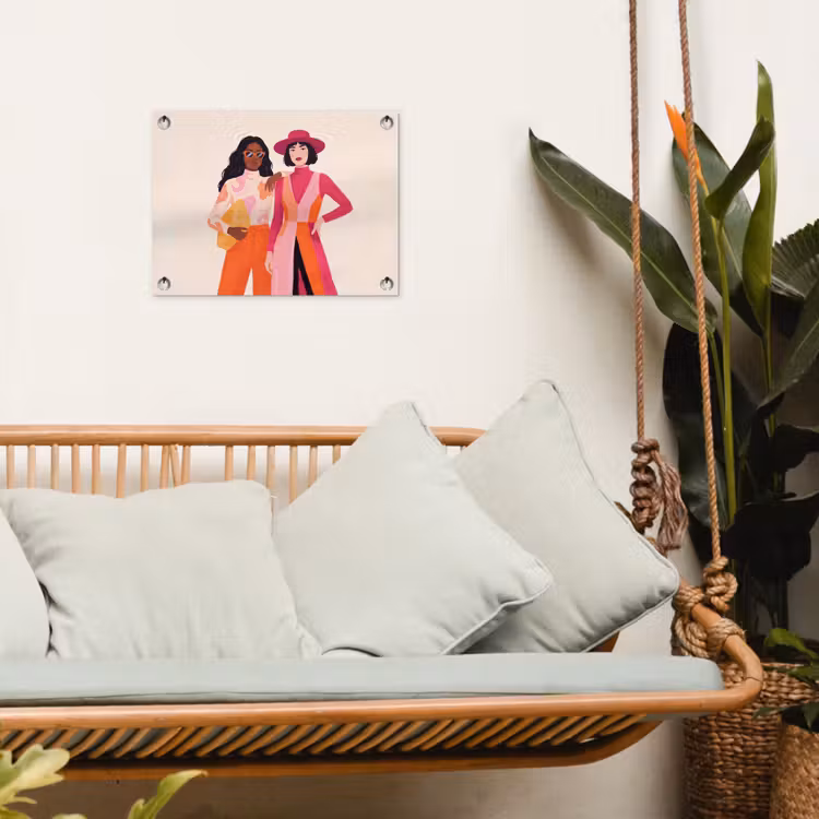 Vrouw - Twee - Mode - Abstract - Kleurrijk tuinposter los doek klein -sfeer7