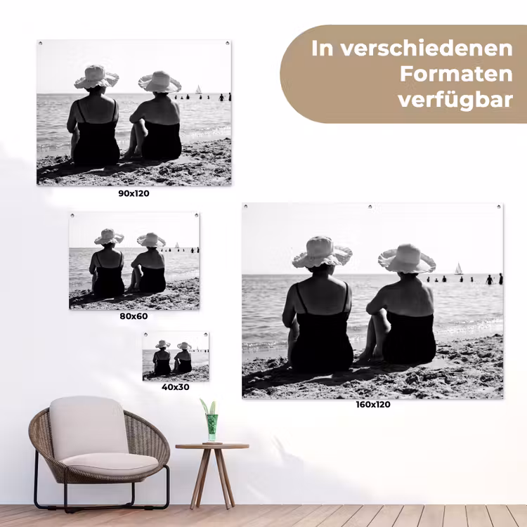 Vrouwen - Zonnehoed - Strand - Zwart - Wit tuinposter los doek klein -Xsfeer9_DE
