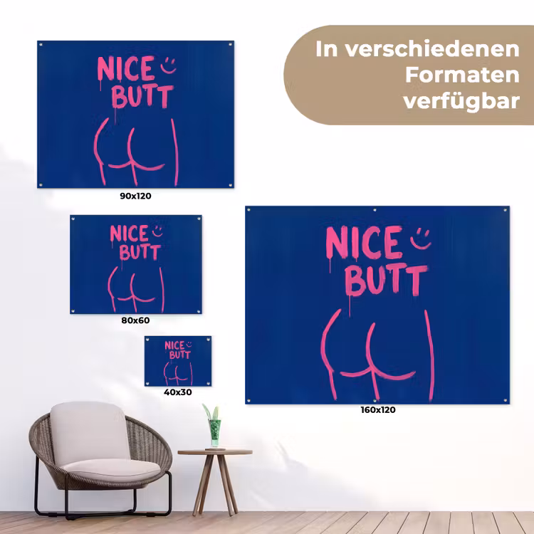 Brutaal - Grappig - Blauw tuinposter los doek klein -Xsfeer9_DE