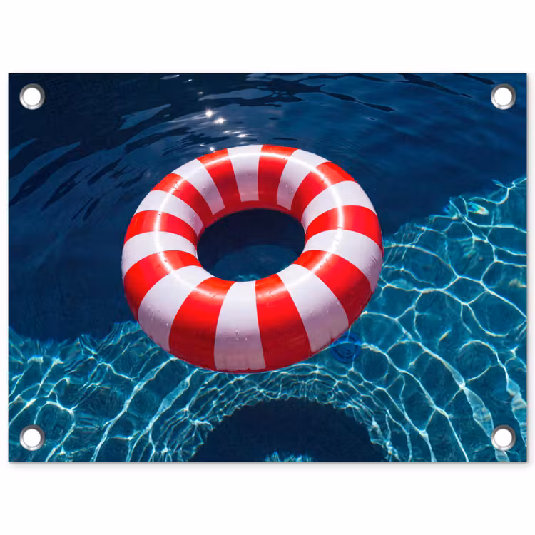 Recreatie - Water - Zomer - Rood - Wit tuinposter los doek klein -3d