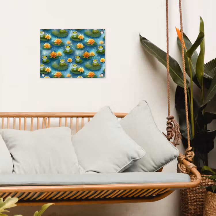 Kikker - Lelies - Groen tuinposter los doek klein 239 -sfeer7