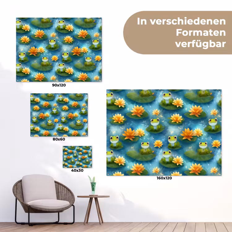 Kikker - Lelies - Groen tuinposter los doek klein 239 -Xsfeer9_DE