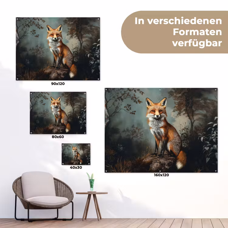 Vos - Rots - Bos - Oranje tuinposter los doek klein -Xsfeer9_DE