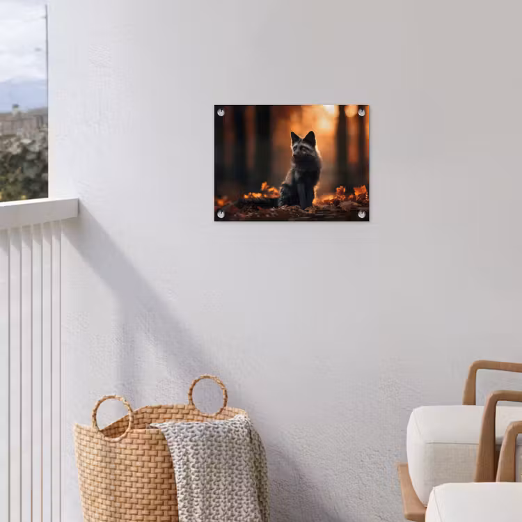 Vos - Zwart - Bos - Herfstbladeren tuinposter los doek klein -sfeer8