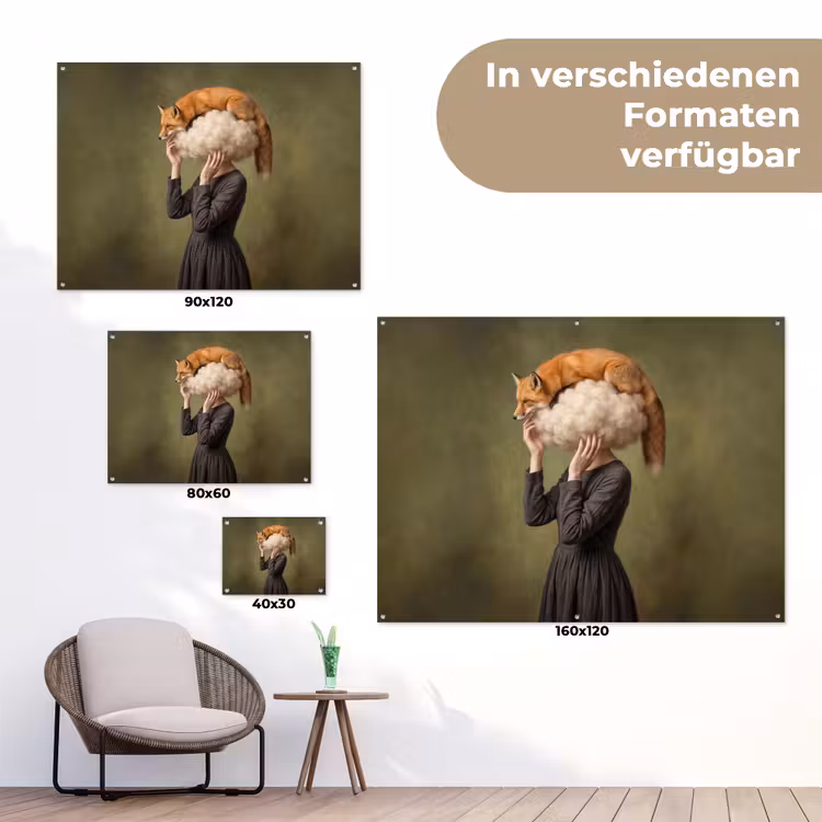 Vos - Surrealistisch - Groen tuinposter los doek klein -Xsfeer9_DE