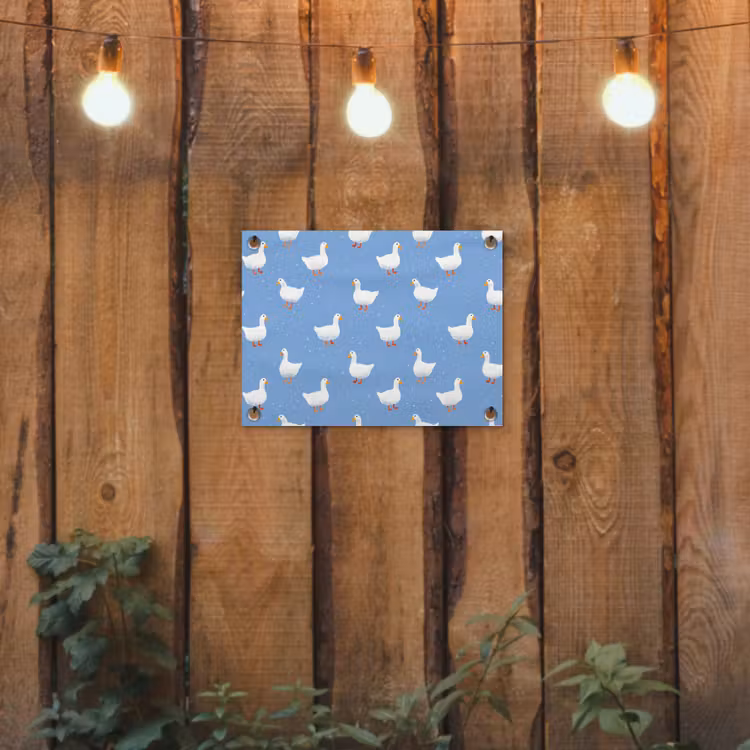 Ganzen - Elegant - Blauw tuinposter los doek klein 239 -sfeer1