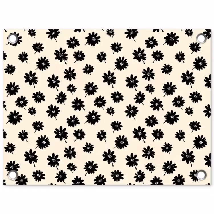 Madeliefjes - Grafisch - Zwart - Beige tuinposter los doek klein 239 -3d