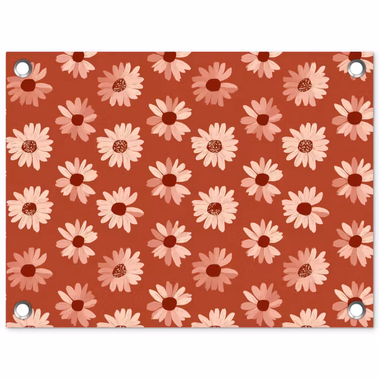 Madelief - Retro - Terracotta tuinposter los doek klein 239 -3d