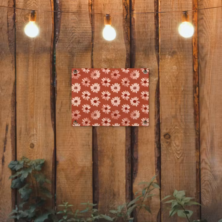 Madelief - Retro - Terracotta tuinposter los doek klein 239 -sfeer1