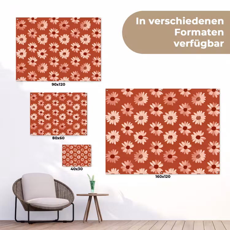 Madelief - Retro - Terracotta tuinposter los doek klein 239 -Xsfeer9_DE