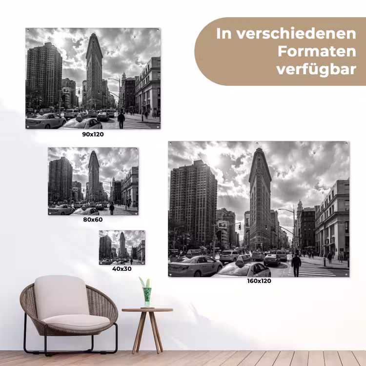 Gebouw - Hoogbouw - Stad - Architectuur - Zwart-wit tuinposter los doek klein -Xsfeer9_DE