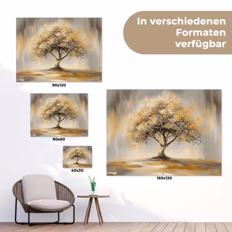 Schilderij - Boom - Abstract - Bladeren tuinposter los doek klein -Xsfeer9_DE