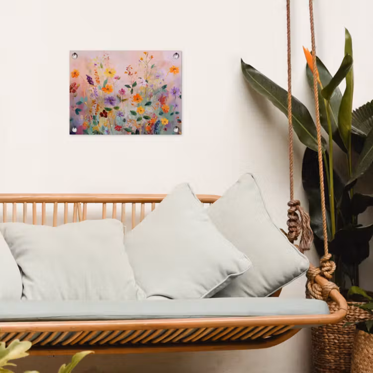 Schilderij - Bloemen - Abstract - Kleurrijk tuinposter los doek klein -sfeer7