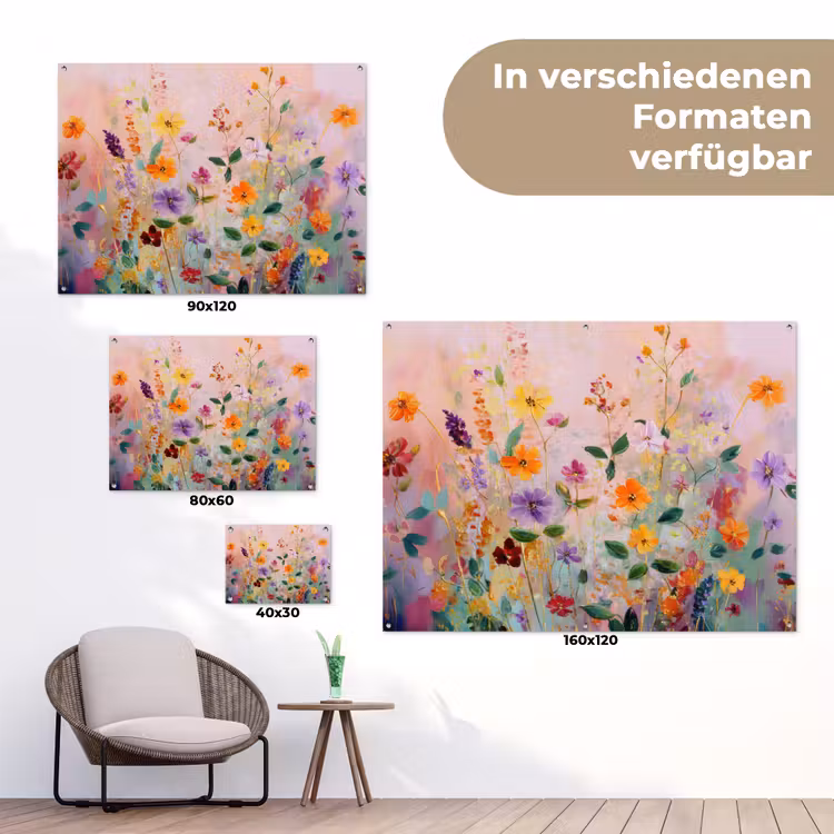 Schilderij - Bloemen - Abstract - Kleurrijk tuinposter los doek klein -Xsfeer9_DE