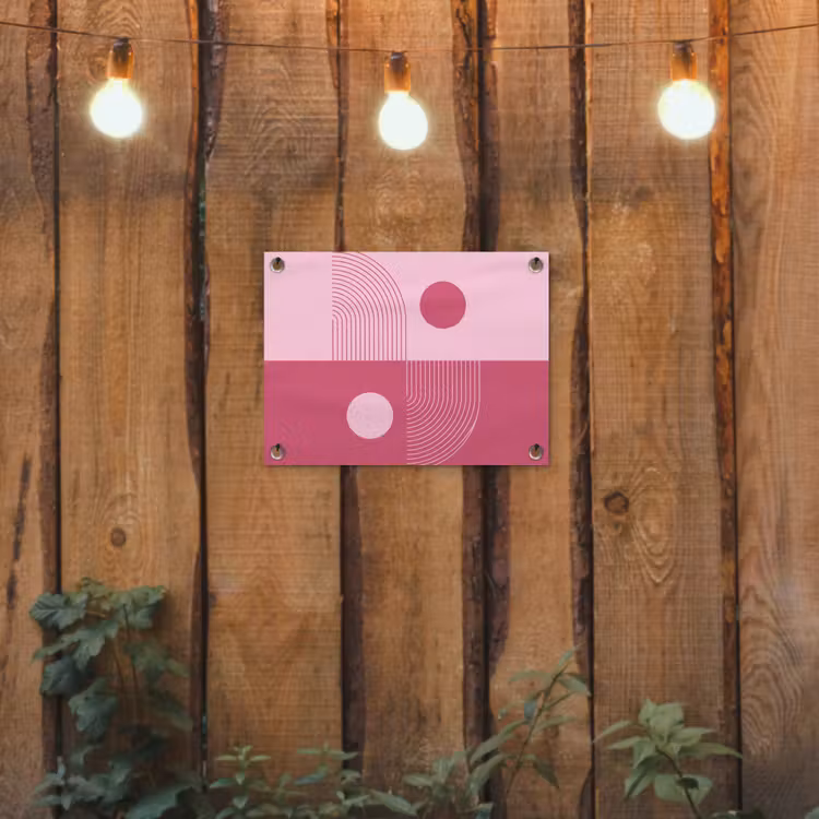 Geometrie - Patroon - Abstract - Roze - Modern tuinposter los doek klein -sfeer1