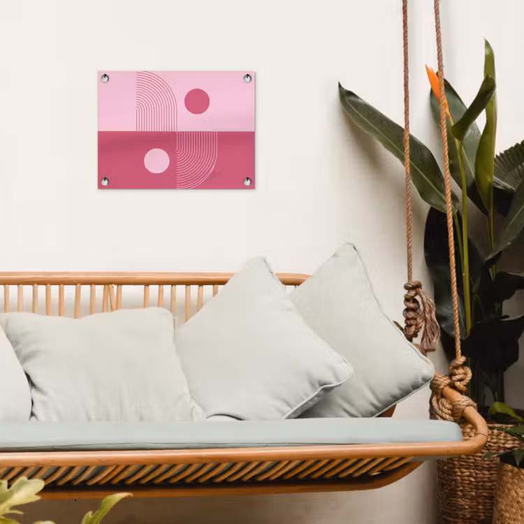 Geometrie - Patroon - Abstract - Roze - Modern tuinposter los doek klein -sfeer7