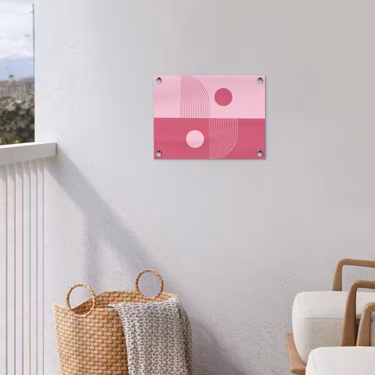 Geometrie - Patroon - Abstract - Roze - Modern tuinposter los doek klein -sfeer8