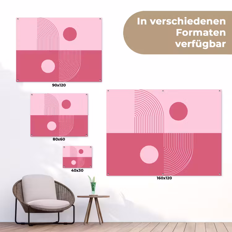 Geometrie - Patroon - Abstract - Roze - Modern tuinposter los doek klein -Xsfeer9_DE