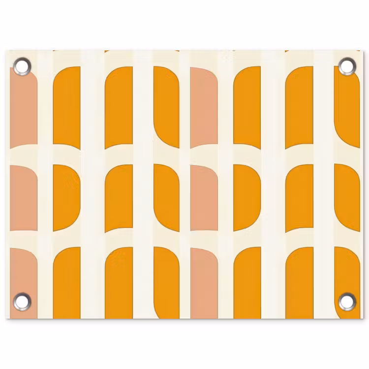 Geometrisch - Patroon - Geel - Roze tuinposter los doek klein 239 -3d