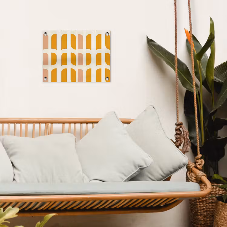 Geometrisch - Patroon - Geel - Roze tuinposter los doek klein 239 -sfeer7