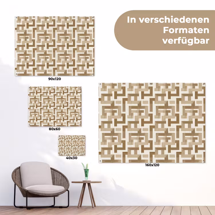 Geometrisch - Retro - Bruin tuinposter los doek klein 239 -Xsfeer9_DE