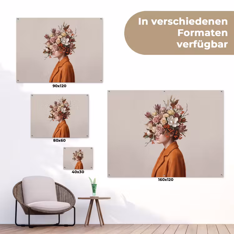 Gezicht - Boeket - Kleurrijk tuinposter los doek klein -Xsfeer9_DE