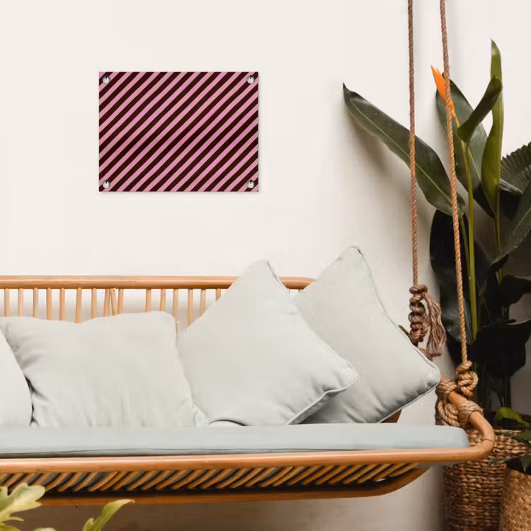 Strepen - Roze - Bruin tuinposter los doek klein 239 -sfeer7