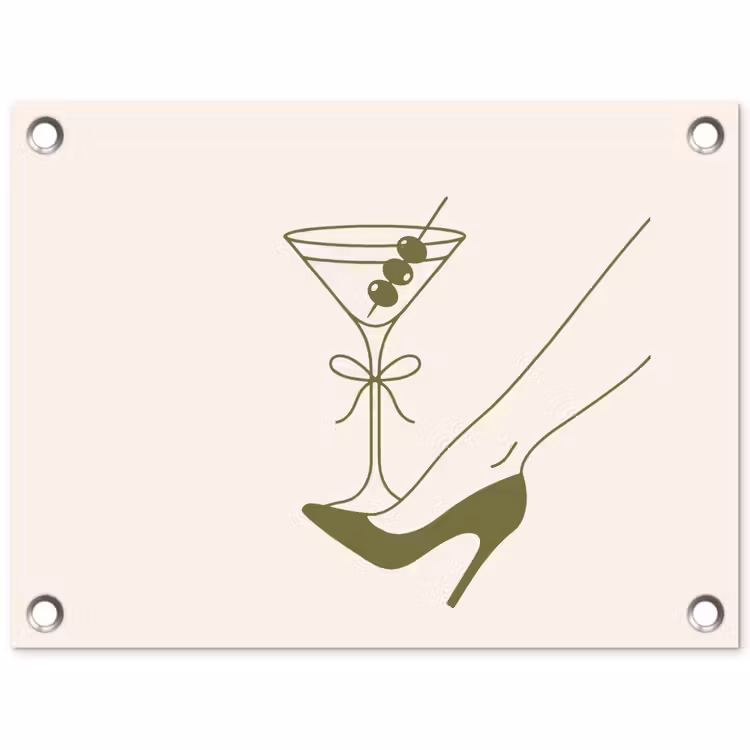 Drank - Martini - Hoge hak - Mode - Groen tuinposter los doek klein -3d
