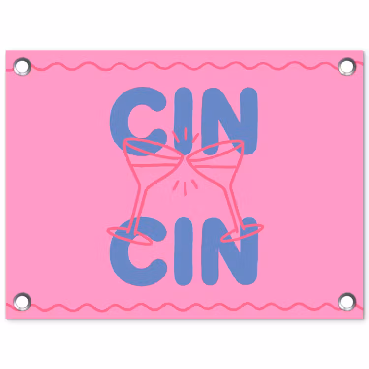 Drank - Glazen - Proost - Modern - Roze tuinposter los doek klein -3d