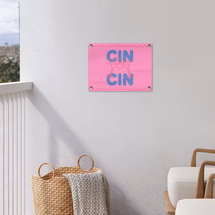 Drank - Glazen - Proost - Modern - Roze tuinposter los doek klein -sfeer8