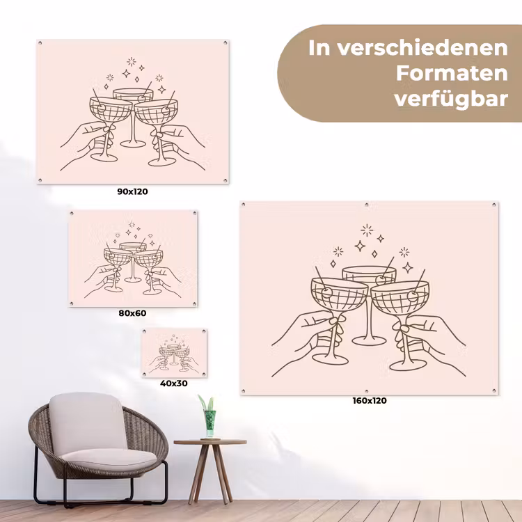 Drankjes - Feest - Proosten - Minimalistisch - Groen tuinposter los doek klein -Xsfeer9_DE