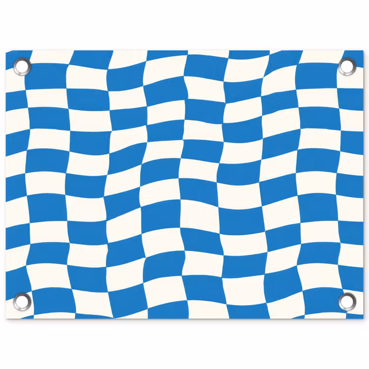 Golvend - Patroon - Blauw tuinposter los doek klein 239 -3d