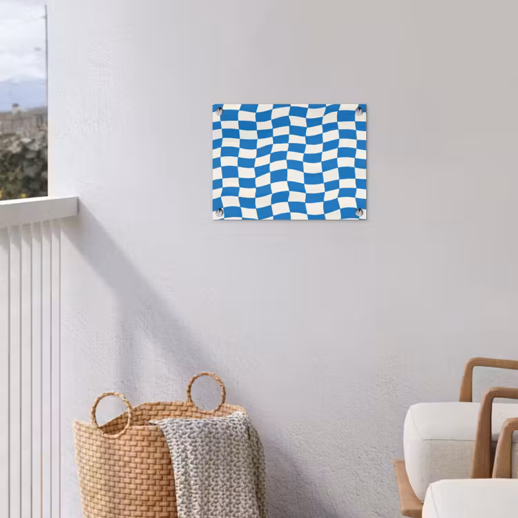 Golvend - Patroon - Blauw tuinposter los doek klein 239 -sfeer8