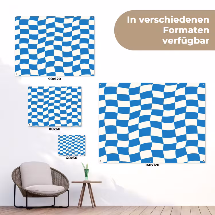 Golvend - Patroon - Blauw tuinposter los doek klein 239 -Xsfeer9_DE