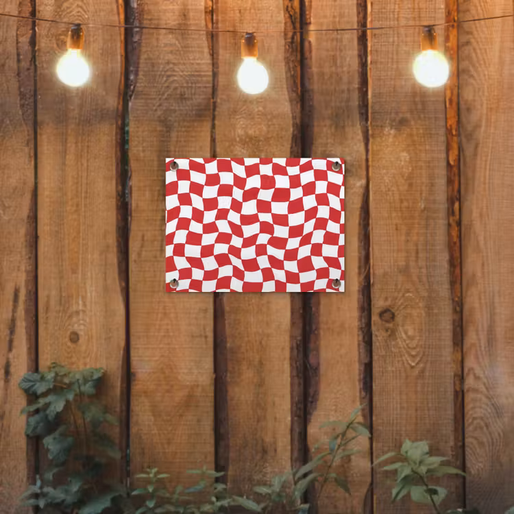 Golvend - Patroon - Rood tuinposter los doek klein 239 -sfeer1
