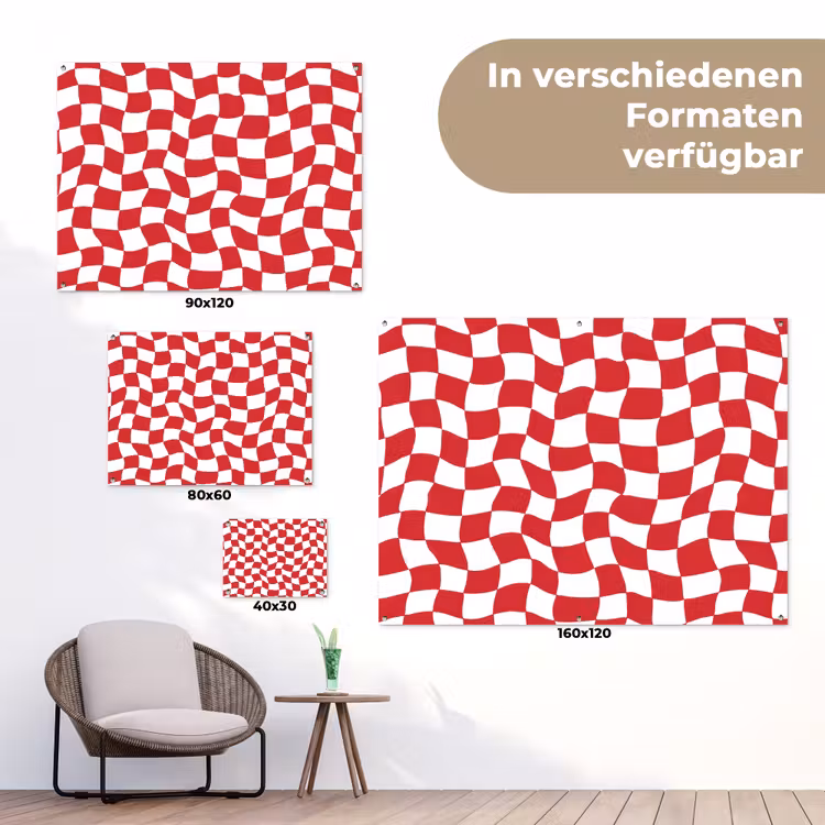 Golvend - Patroon - Rood tuinposter los doek klein 239 -Xsfeer9_DE