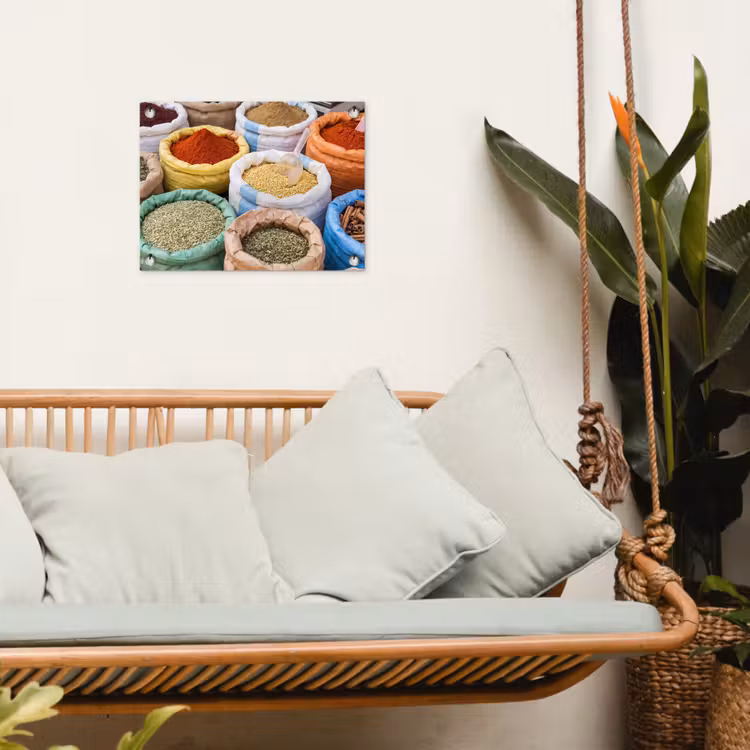 Gartenposter - Gewürze – Beutel – Markt - Kruiden - Zakken - Markt tuinposter los doek klein