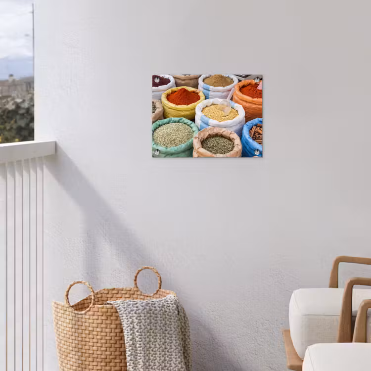Gartenposter - Gewürze – Beutel – Markt - Kruiden - Zakken - Markt tuinposter los doek klein