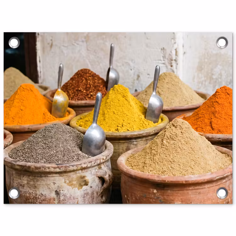 Gartenposter - Gewürze – Gläser – Orientalisch - Kruiden - Potten - Oosters tuinposter los doek klein