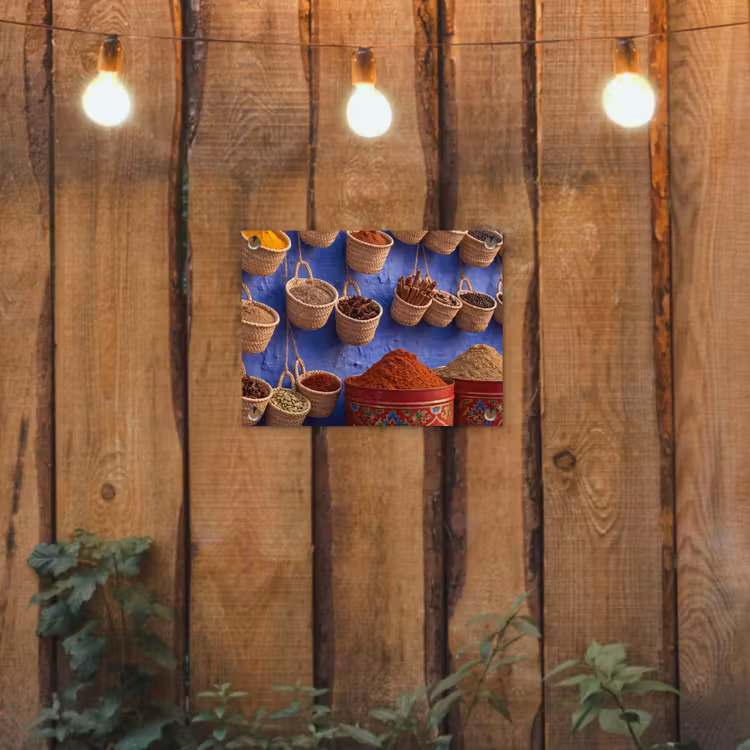 Gartenposter - Gewürze – Körbe – Markt - Kruiden - Manden - Markt tuinposter los doek klein